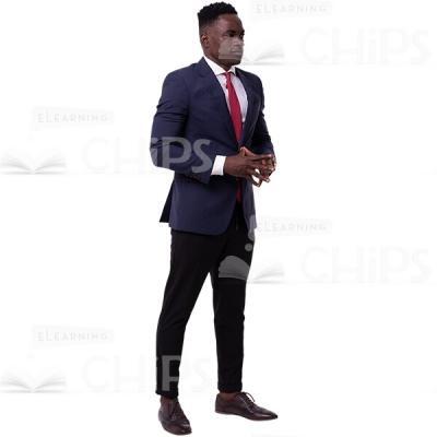 Half-Turned African Businessman Spread Fingers Cutout Photo-0