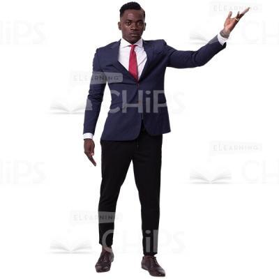 Calm African Businessman Pointing Upright Cutout Image-0