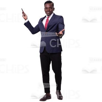 Glad Businessman Presenting Cutout Image-0