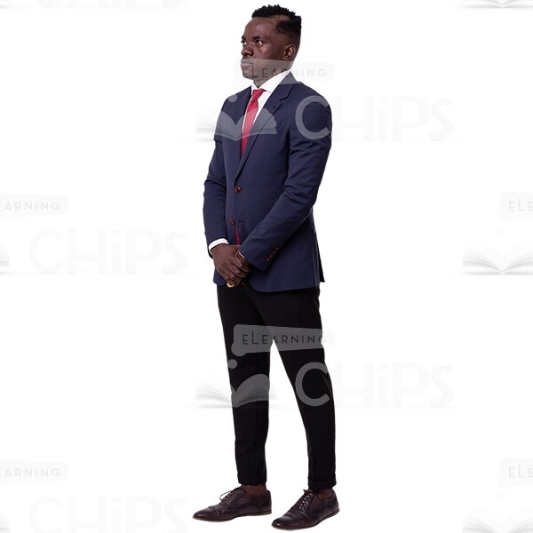 Half-Turned African Businessman Crossed Hands Cutout Photo-0