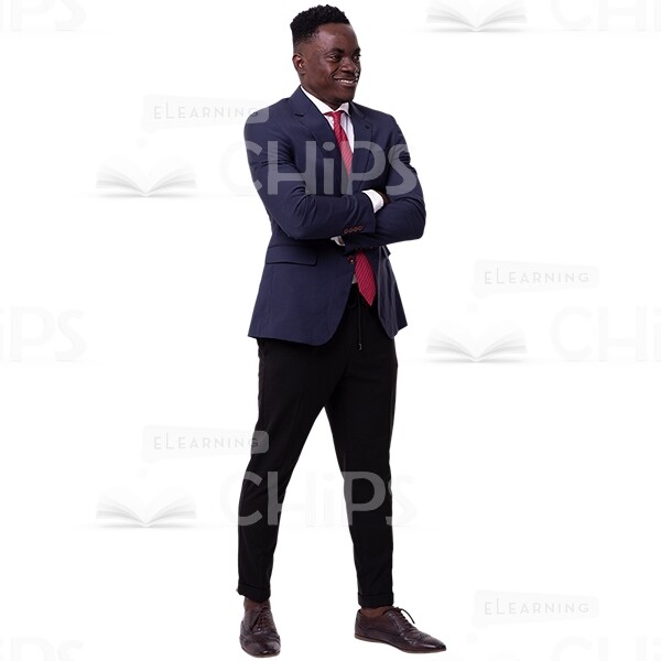 Smiling African Businessman Crossed Arms Cutout Photo-0