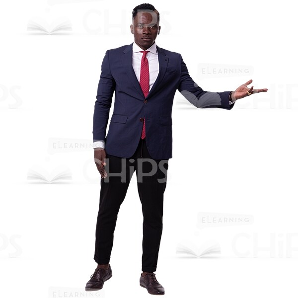 Calm Businessman Pointing with Left Hand Cutout Image-0
