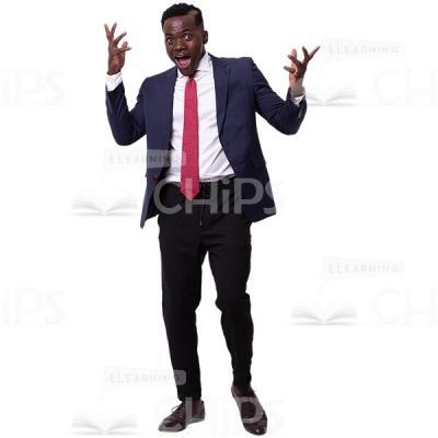 Businessman Positive Shoked Cutout Spreads His Hands Up-0