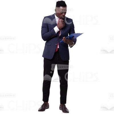Reflects African Businessman Recording With Blue Clipboard Cutout Image-0