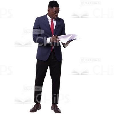 Businessman Holding And Flipping White Paper On Clipboard Cutout-0
