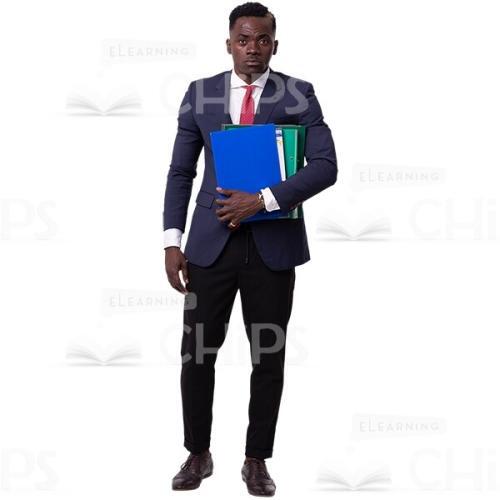 Calm Businessman Held On Left Hand A Lot Of Folders Cutout Photo-0