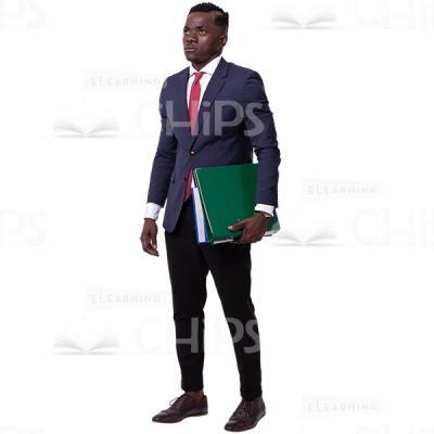 Nice Businessman Standing Half-Turned With Few Folders Image Cutout-0
