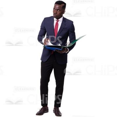 Young Cutout Businessman Look To Right With Open Documents In Hands-0