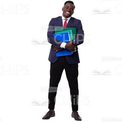 Excited Business Man Holding Folder From Crossed Arms Cutout Picture-0