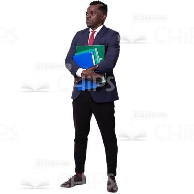 Positive Half-Turned Cutout African Man With Documents In Crossed Hands-0
