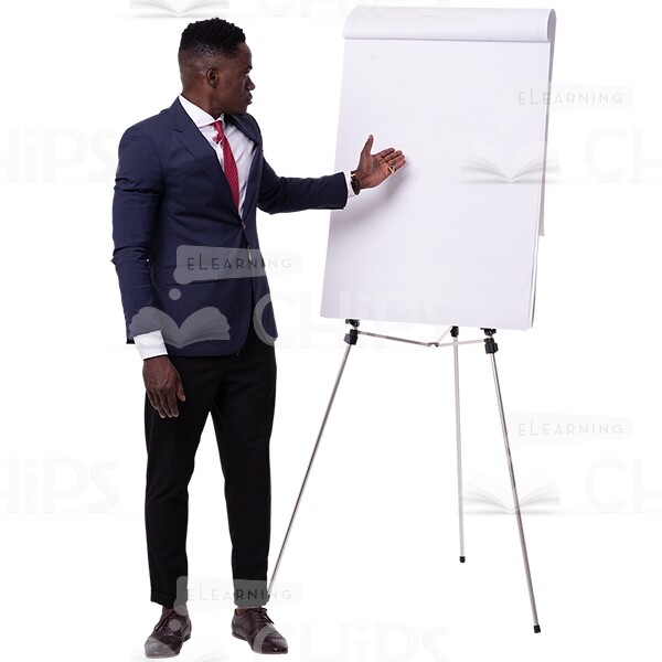 Attractive Cutout Businessman Pointing At Flipchart Half-Turned Left-0