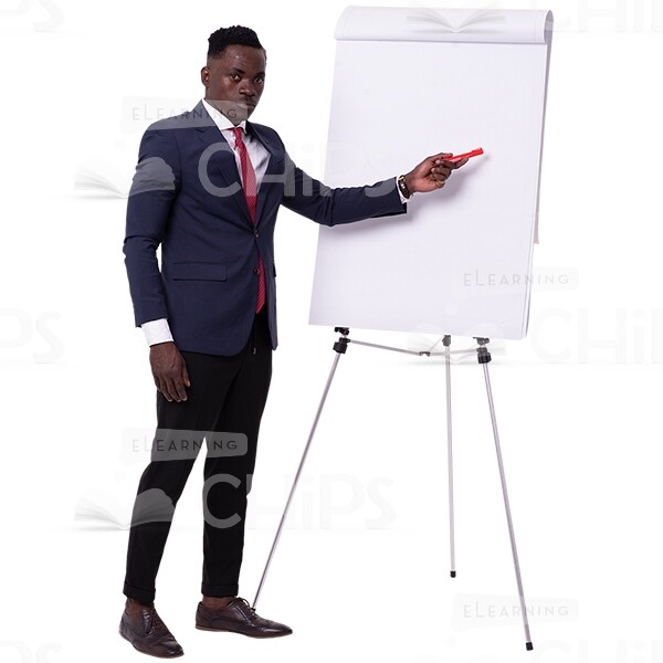 Serious Businessman Pointing By Marker On Flipchart Cutout Photo-0