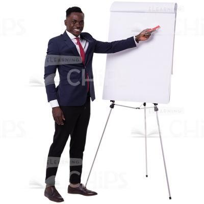 Smiling Cutout Businessman Making Presentation Left Hand With Marker-0