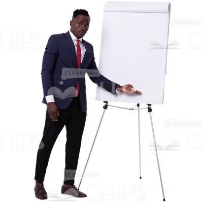 Businessman Stresses Something Left Hand On Flipchart Cutout Picture-0