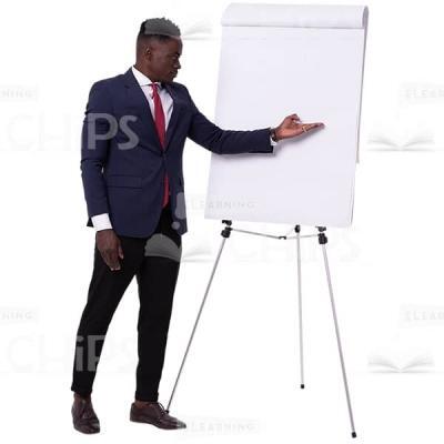 Standing Profile Cutout Businessman Focus On Flipchart In The Middle-0