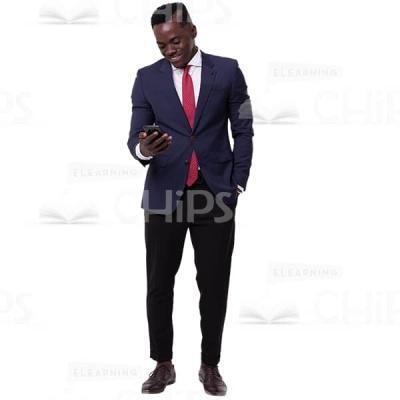 Enjoying Businessman Looking At Phone In Right Hand Cutout Photo-0