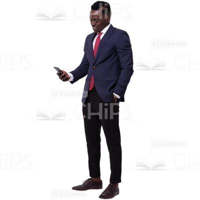 Charming Delighted Quarter-Turned Cutout Businessman With Mobile Phone-0