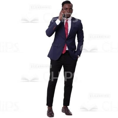 Elegant Businessman Standing And Talking On Mobile Phone Cutout Photo-0