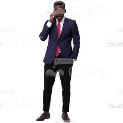 African Businessman Surprised Talking On Mobile Phone Cutout Picture-0