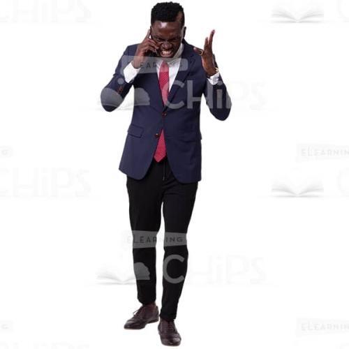 Angry Cutout Businessman Screaming On Phone And Gesture Left Arm-0