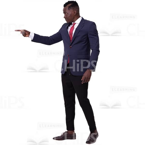 Half-Turned Charming Businessman Pointing In Right Side Cutout Image-0