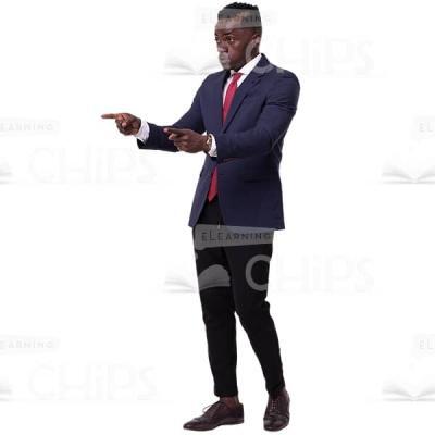 Quarter-Turned Surprised Cutout Businessman Pointing With Two Arms-0