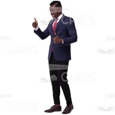 Quarter-Turned Smiling Cutout Businessman With Like Sign Two Hands-0