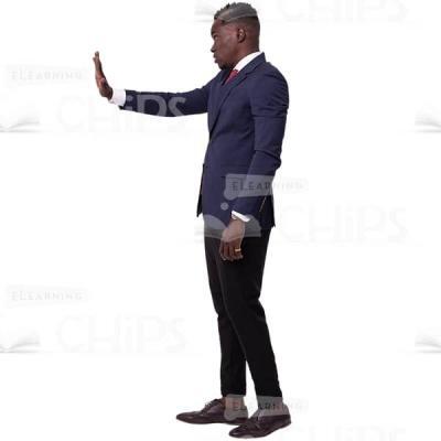 Confident Half-Turned Businessman Makes Stop Gesture Cutout Picture-0