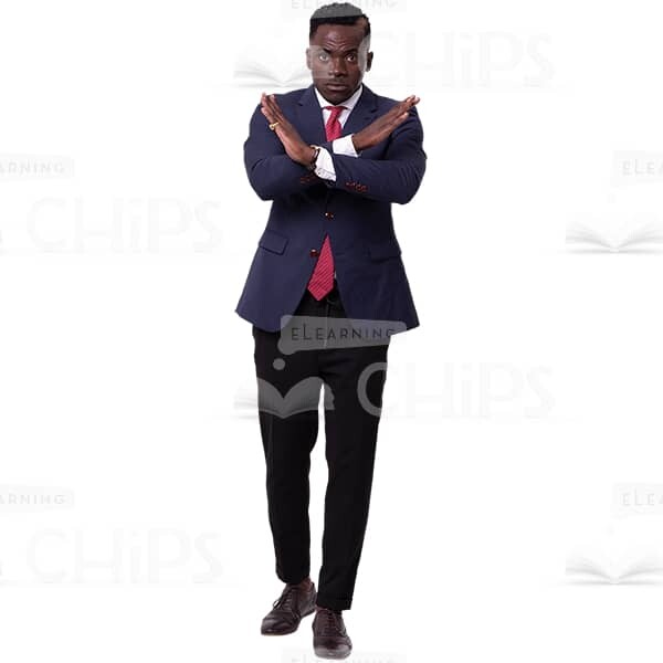 Concentrating Cutout African Makes Stop Or Stay Gesture Crossed Hands-0