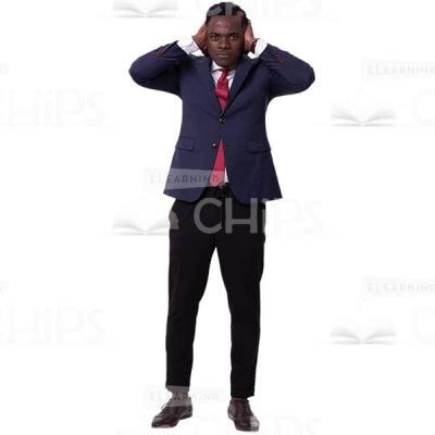 Cutout Photo Serious Businessman Covering Ears With Hands-0