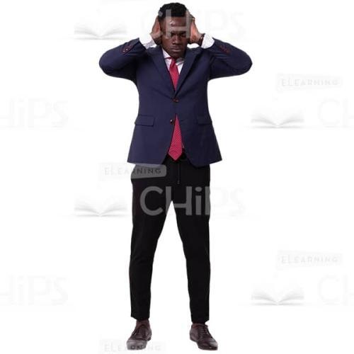 Worried Businessman With Closed Eyes Covering Ears Cutout Photo-0