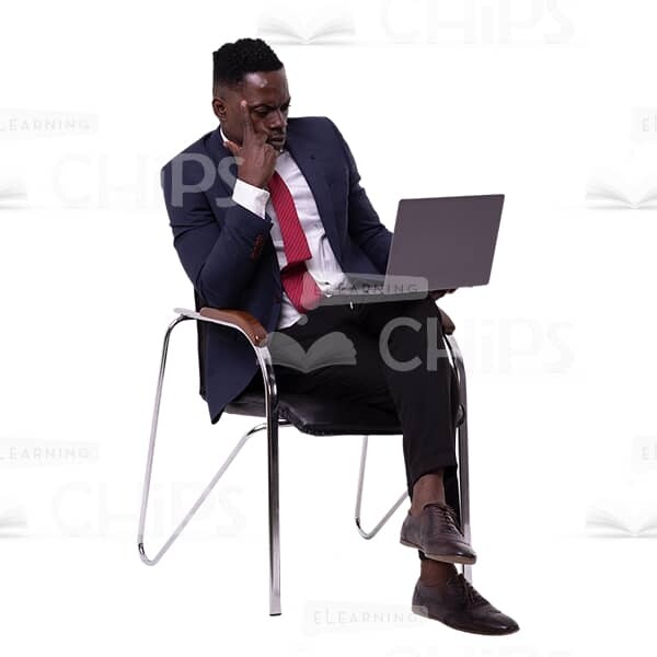 Thinking About Something Cutout Businessman When Working At Computer-0