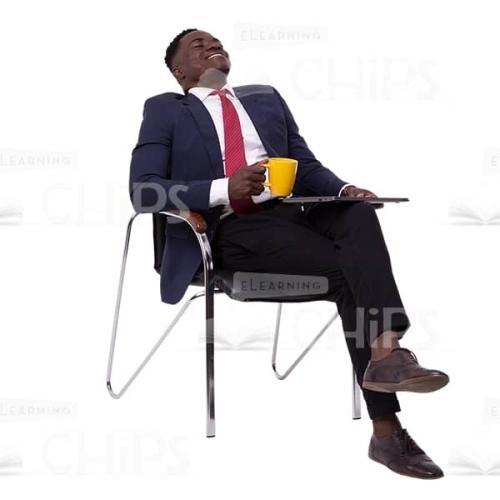 Excited Businessman Relaxing With A Cup And Laptop Cutout Picture-0