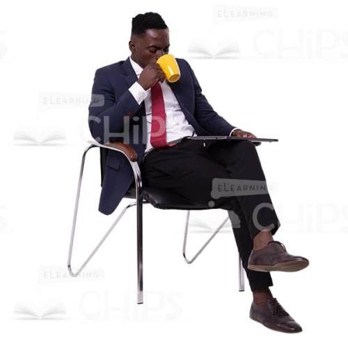 Calm Businessman Sitting And Take A Break With Cup Cutout Photo-0