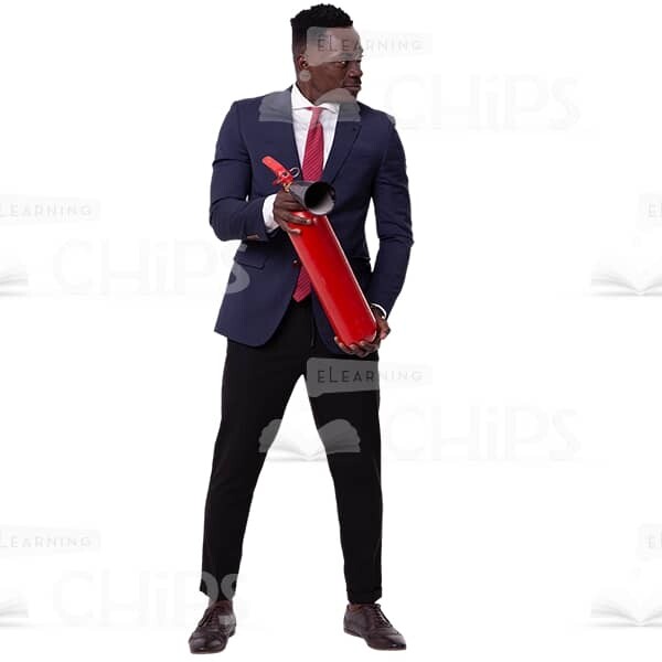 Charming Businessman Ready And Holding A Fire Extinguisher Cutout-0