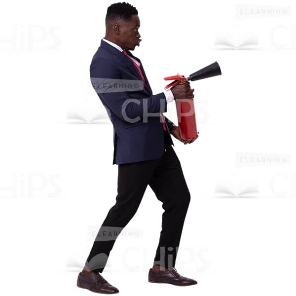 Young Cutout Man Reaction To Extreme Situation With Fire Extinguisher-0