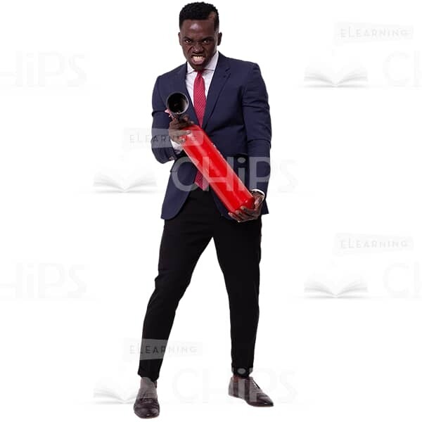 Angry Businessman With Fire Extinguisher Clenched Teeth Image Cutout-0