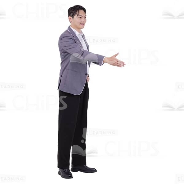 Glad Man In Suit Holds Out Right Arm Cutout Photo-0