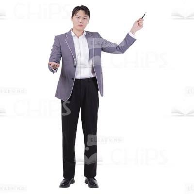 Office Employee Cutout Man Proposes Pay Attention Pointing By Pen-0