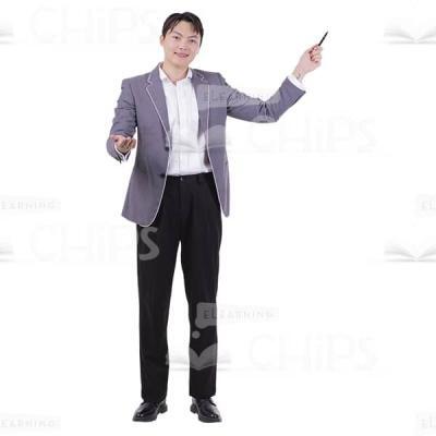 Attractive Cutout Male Making Presentation Indicates With Both Arms-0