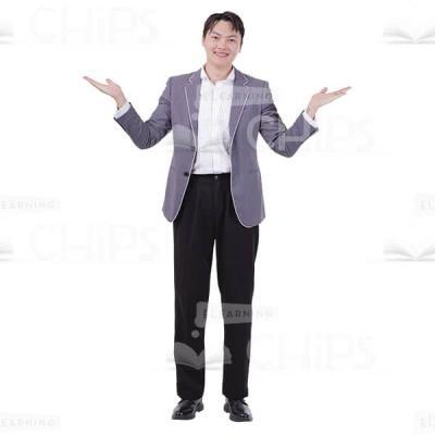 Delighted Young Man Imitating Scales Gesture Cutout Image-0
