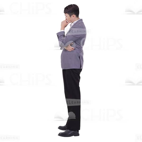 Thoughtful Half-Turned Businesman Looking Down Cutout Picture-0