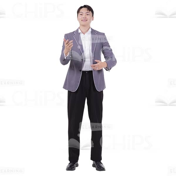 Charming Delighted Young Man Raised Hands Cutout Image-0
