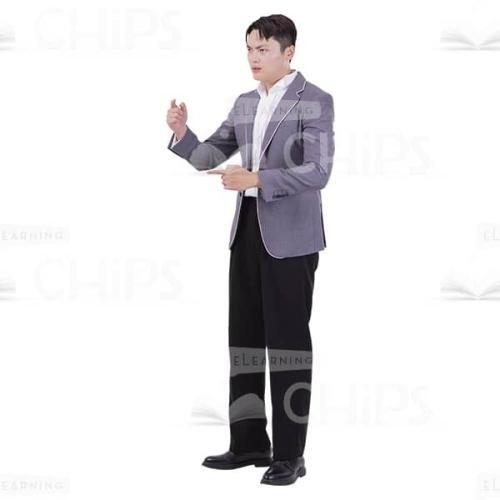 Left Profile Thoughtful Man Pointing Both Hands Image Cutout-0