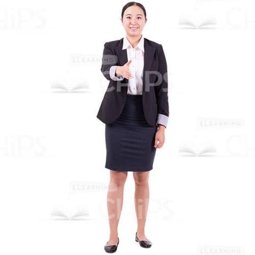 Happy Business Woman Shaking Hand Gesture Cutout Photo-0
