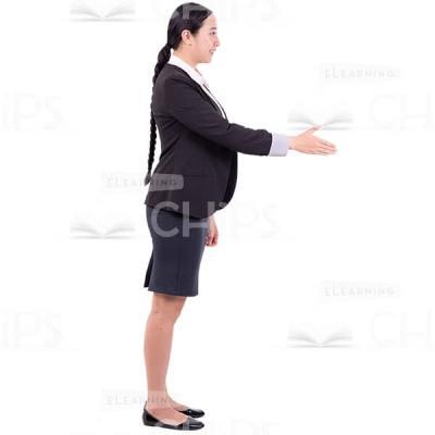 Happy Businesswoman Greetings Side View Cutout Photo-0