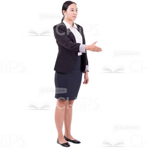 Quarter-turned Business Lady Smiling and Greeting Cutout Photo-0