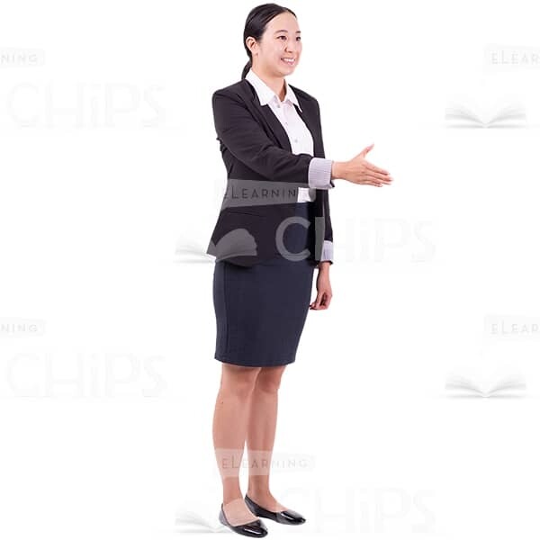Delighted Cutout Asian Woman Offering Right Hand For Greeting-0