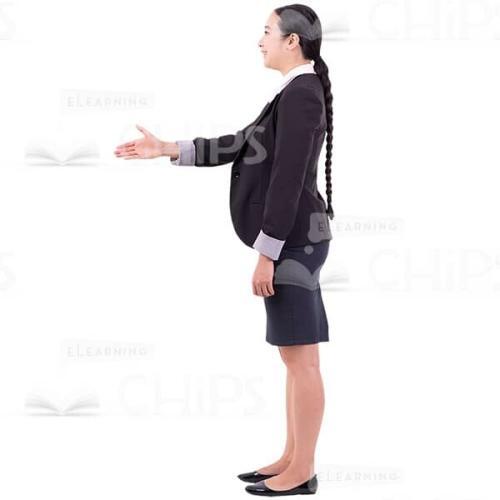 Nice Woman In Business Suit Raise Arm For Handshake Cutout Photo-0