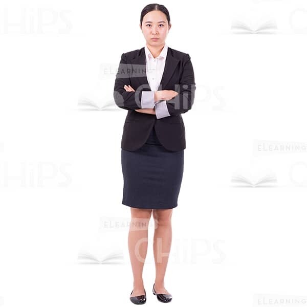 Serious Asian Lady With Crossed Hands Photo Cutout-0